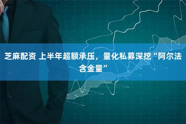 芝麻配资 上半年超额承压，量化私募深挖“阿尔法含金量”